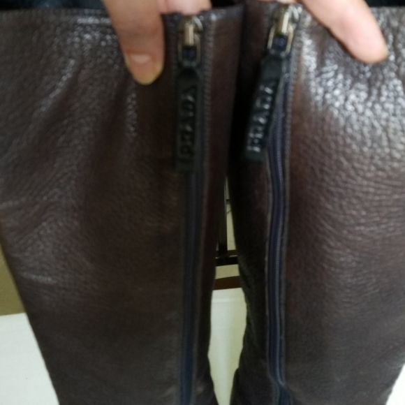 Authentic Prada tall leather choc.brown boots 37 - Picture 7 of 8